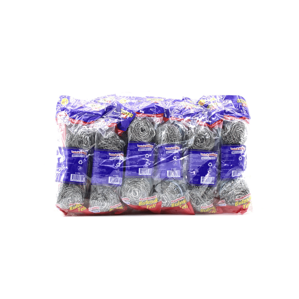 12 Adet 3+1 Bulaşık Top Teli Uzun Saplı Bx40