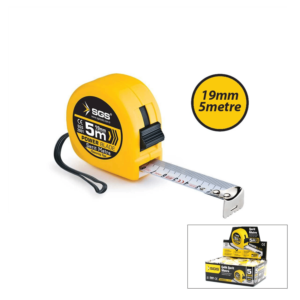 12 Adet 5mt X 19mt Stoplu Şerit Metre Bx40