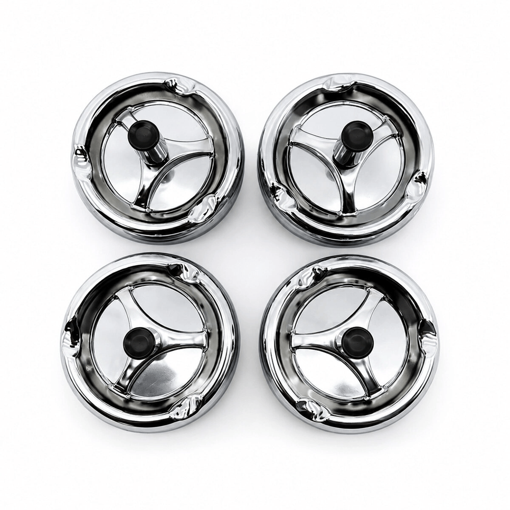 12 Adet Ashtray Yuvarlak - Basmalı Metal Küllük Bx40