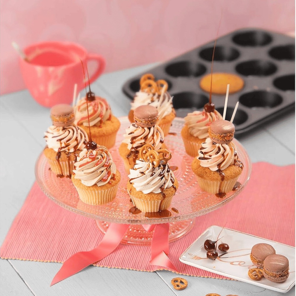 12 Gözlü Metal - Siyah Düz Muffin - Kek Kalıp Bx40