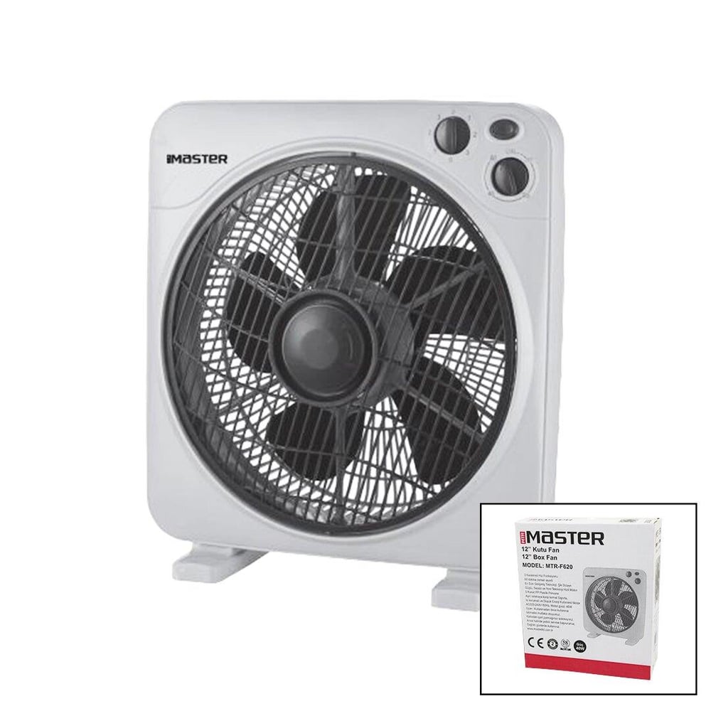 12 İNÇ  KUTU FAN  VANTİLATÖR  3 KADEME HIZ   5 PLASTİK KANAT  40W   60DK.ZAMAN AYARLI  MTR-F620 (3936)