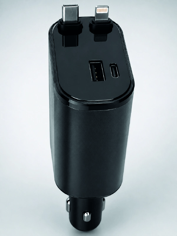 120W Hızlı Şarj Destekli 4ü 1 Arada Araç Şarj Cihazı Type-C, Lightning, USB ve USB-C Çıkışlı