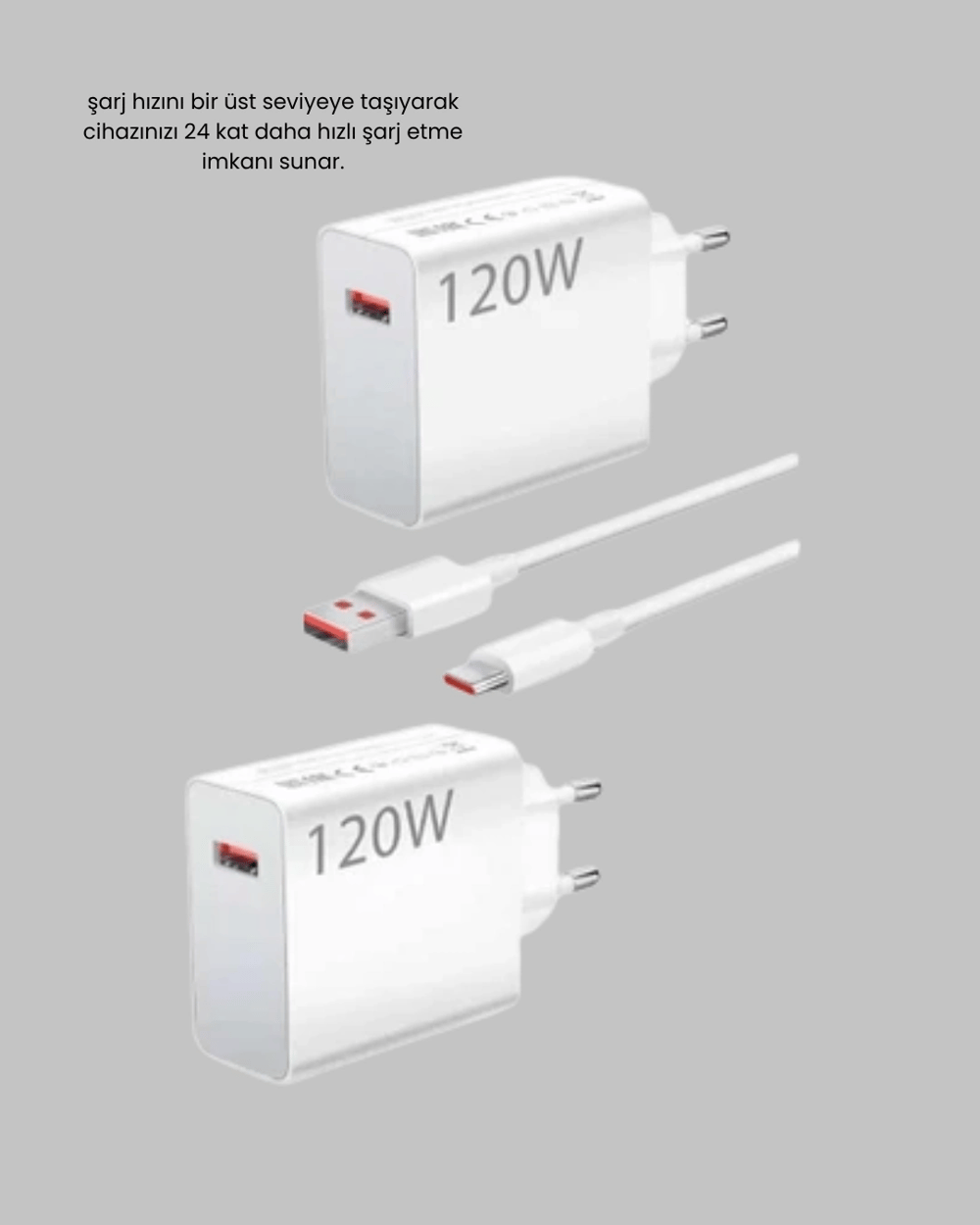 120W Ultra Hızlı Şarj Adaptörü USB-C Destekli Güçlü Şarj Teknolojisi