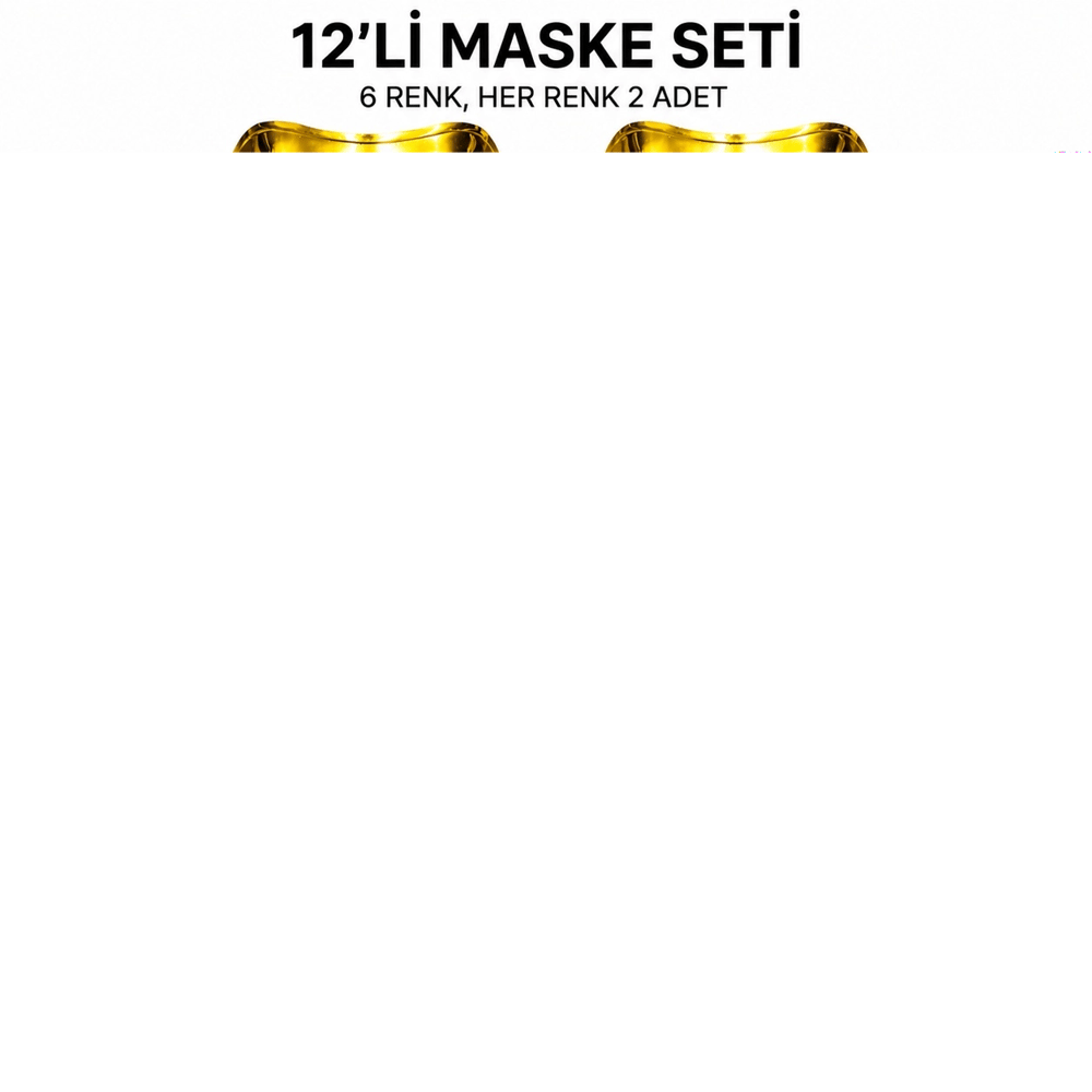 12'li Metalik Venedik Toptan Parti Maskesi Seti – 6 Renk Karışık Bx40