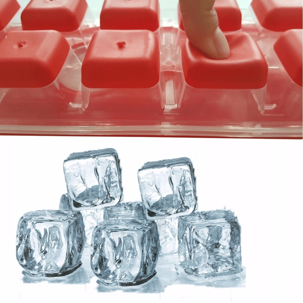 12li Kapaklı Yapışmaz Silikon Tabanlı Plastik Küp Buz Kalıbı Bx40