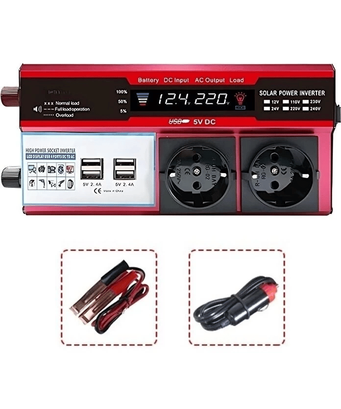 12v 2000w Modifiye Sinüs İnverter Araç Ve Güneş Enerjisi Uyumlu, Çift Usb, Çift Priz Ve Çakmaklık Eco Lounge