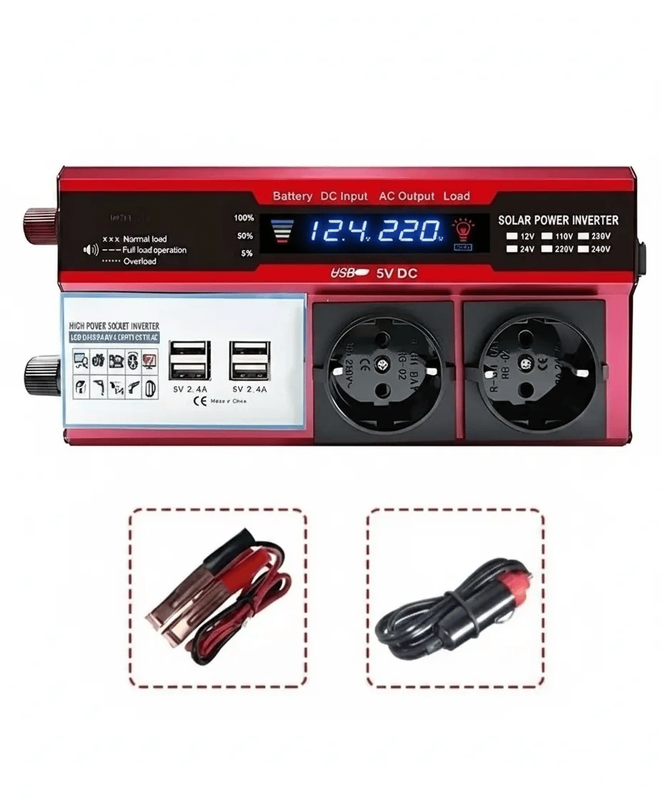 12v 2000w Modifiye Sinüs İnverter Araç Ve Güneş Enerjisi Uyumlu, Çift Usb, Çift Priz Ve Çakmaklık Eco Lounge