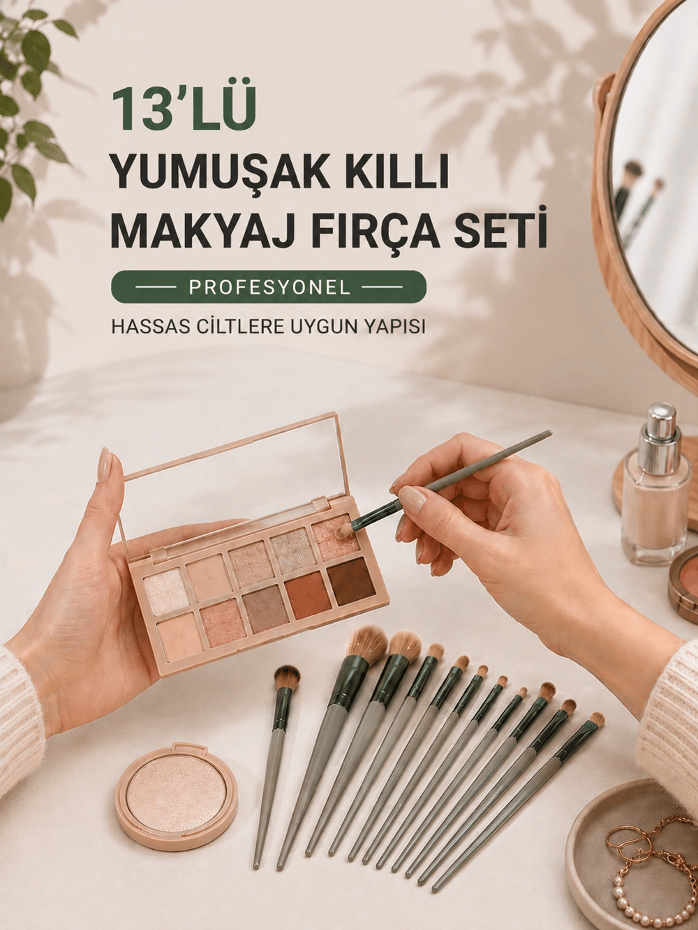Makyaj Fırça Seti 13 Parça - Yumuşak Kıllı Hassas Cilt Uyumlu Kozmetik Fırçası BX-316256