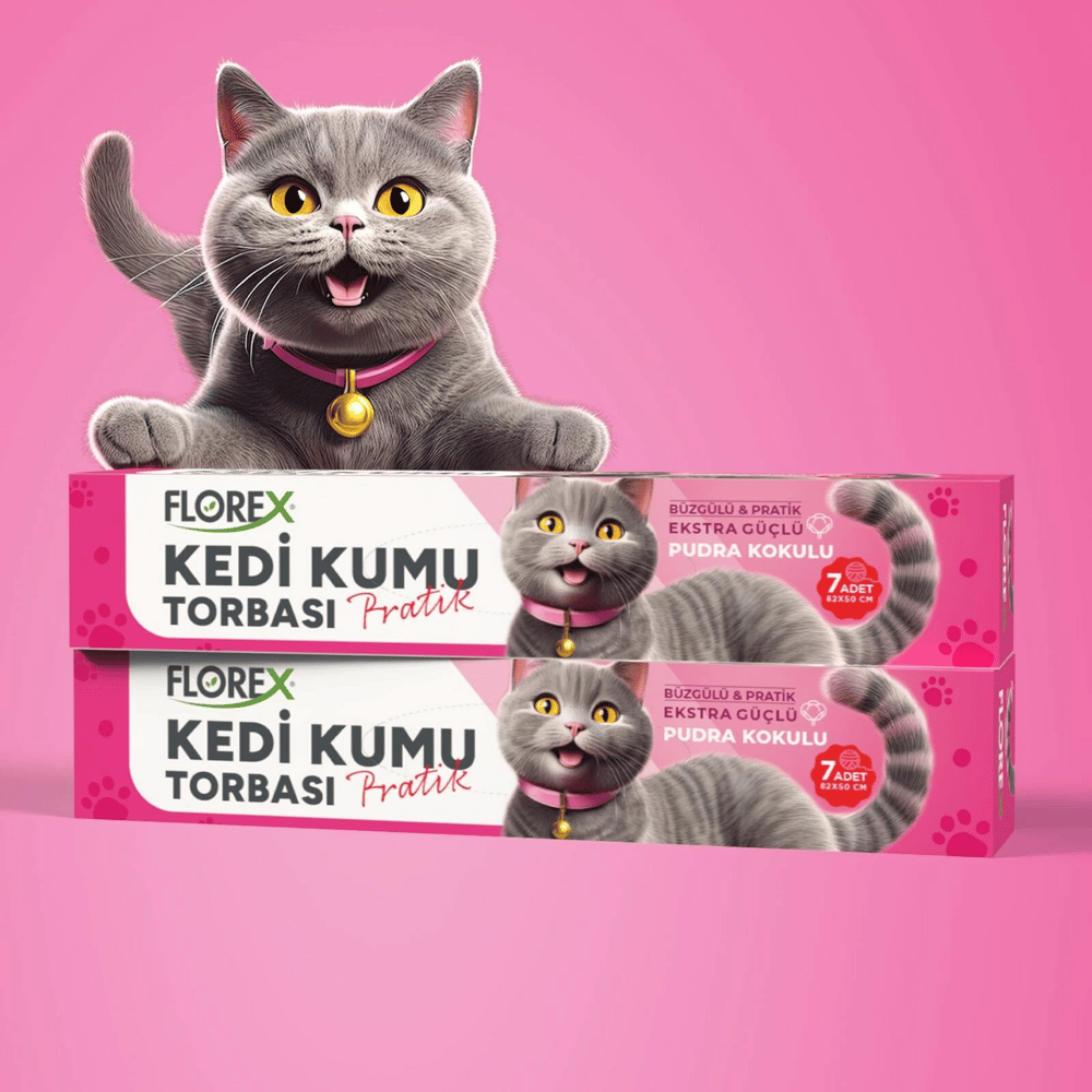 140 Adet Kedi - Evcil Hayvan  Kumu Torbası Pratik Pudra Kokulu  Büzgülü - Extra Güçlü 82x50cm Bx40