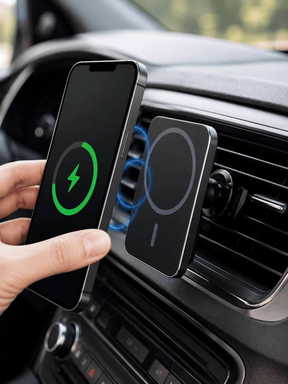 15W Hızlı Şarj Destekli Manyetik Araç Telefon Tutucu Kablosuz Araç Şarj Standı