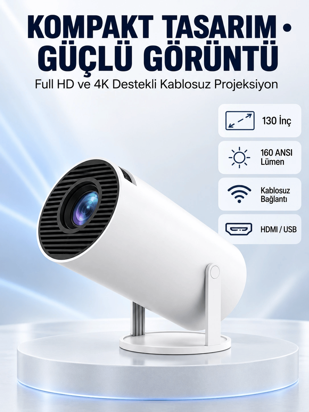 160 ANSI Lümen Parlaklığa Sahip Geniş Ekran Projeksiyon