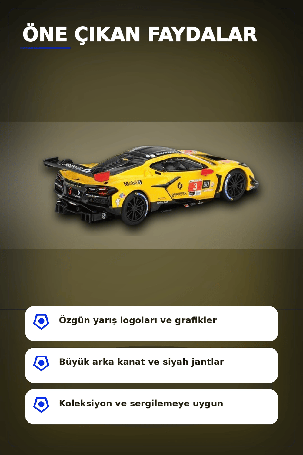 1/64 Chevrolet Corvette Z06 GT3 Yarış Arabası - 2025 IMSA Daytona Modeli BX-313376