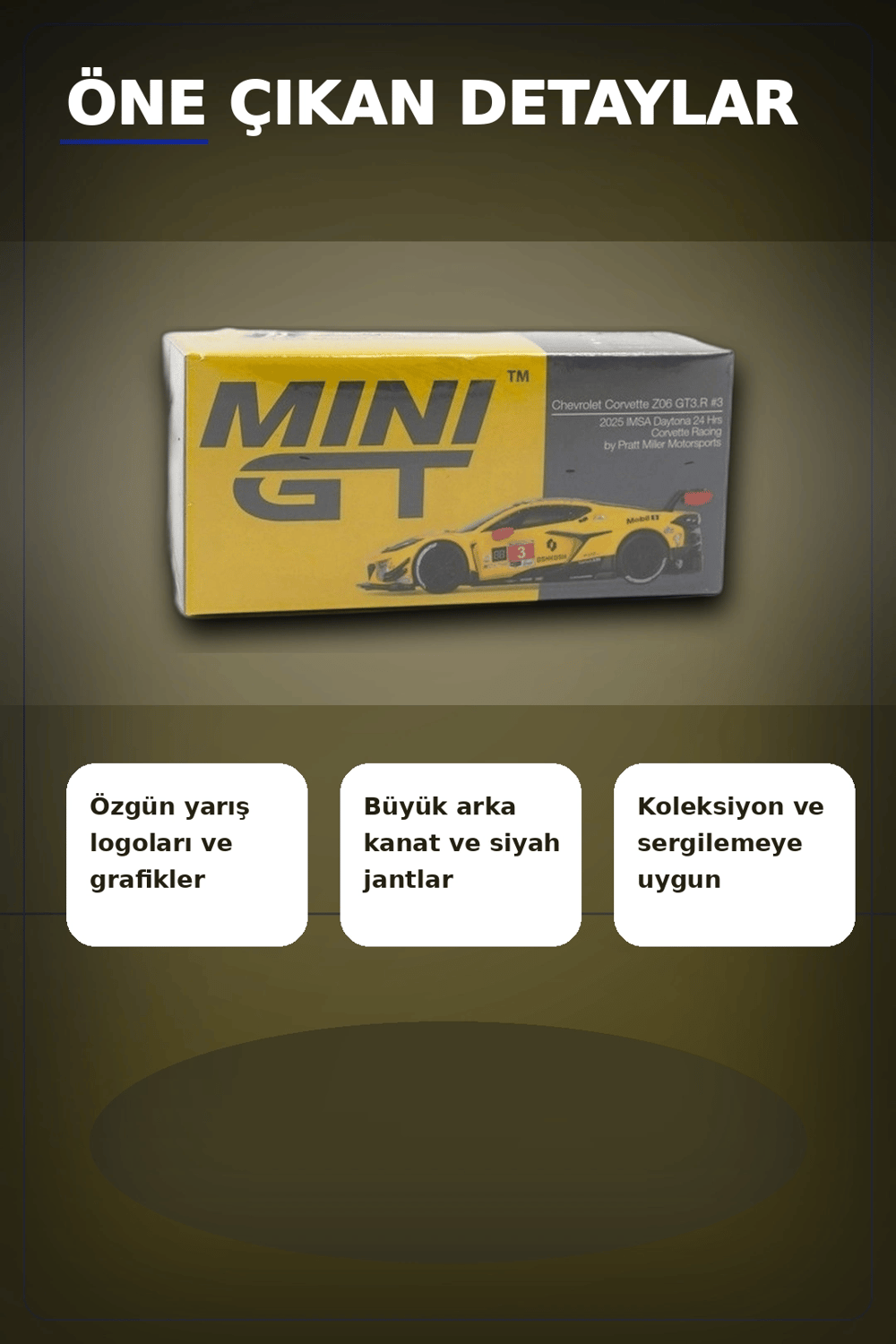 1/64 Chevrolet Corvette Z06 GT3 Yarış Arabası - 2025 IMSA Daytona Modeli BX-313376