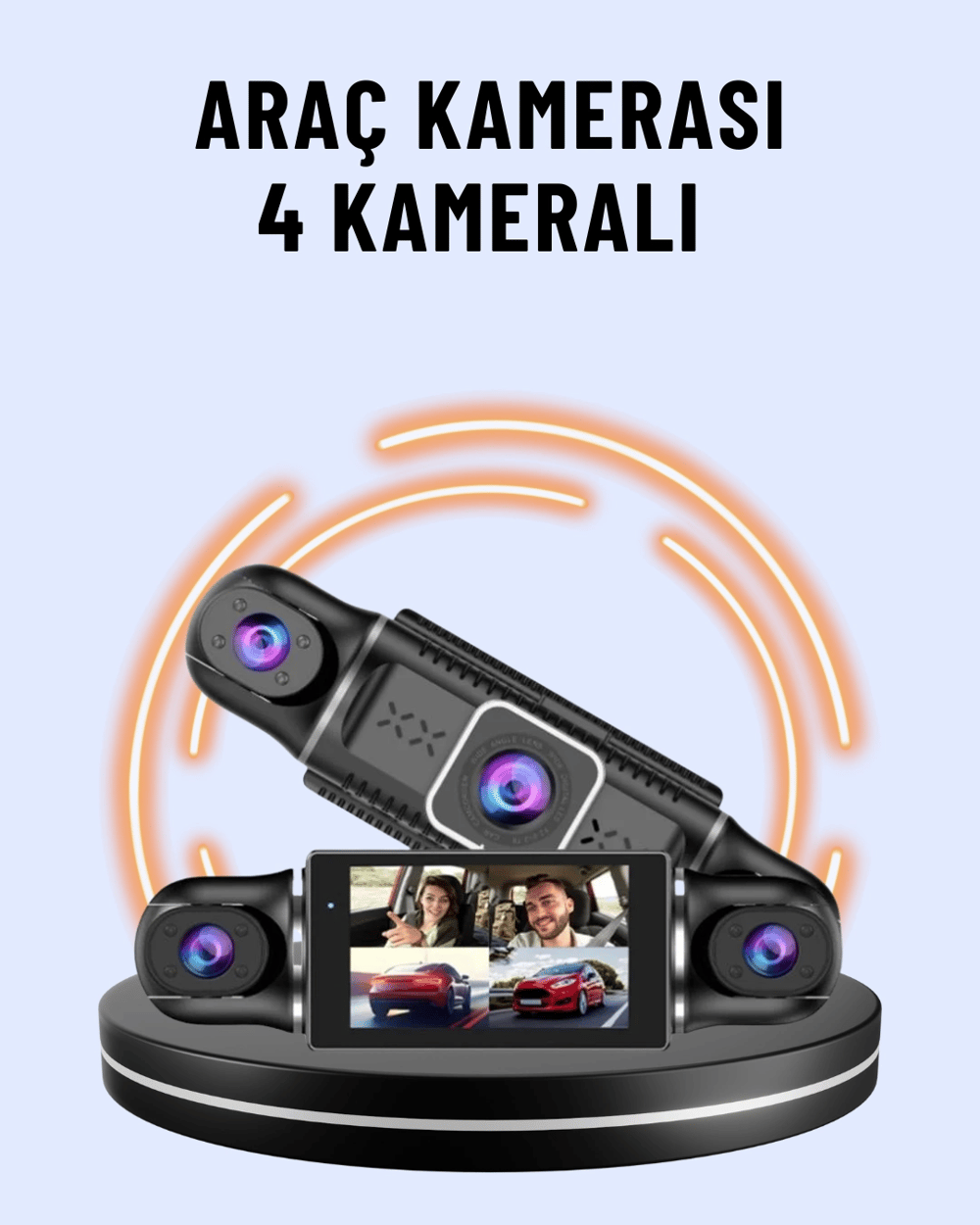 170° Geniş Açı 4 Kameralı Araç Kamerası Hareket Algılamalı
