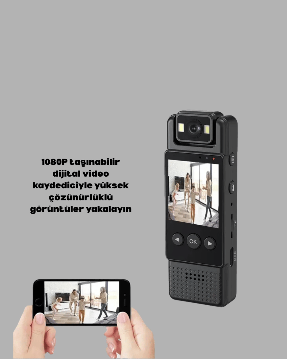 180° Dönebilen Lensli 1080P Mini Kamera