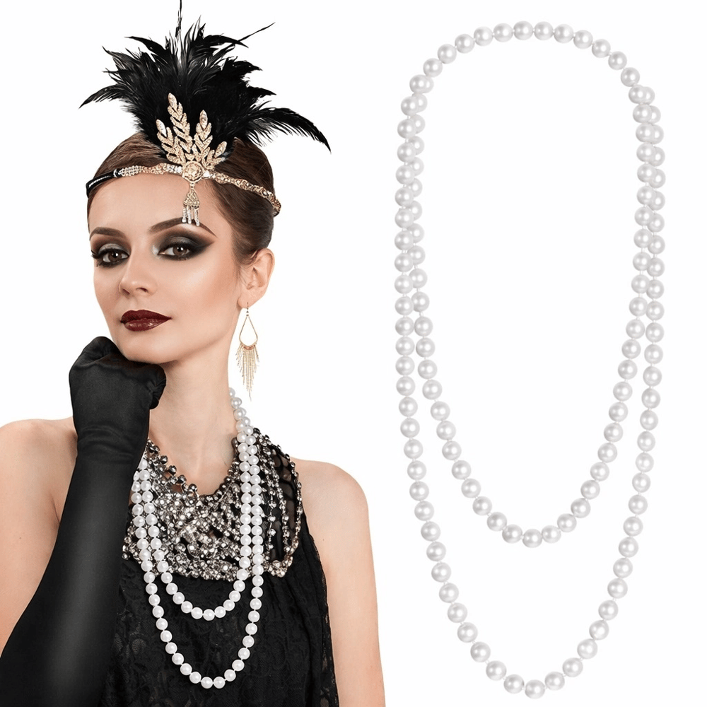 1920 Gatsby İnci Kolye – Vintage Uzun Beyaz İnci Kolye Bx40