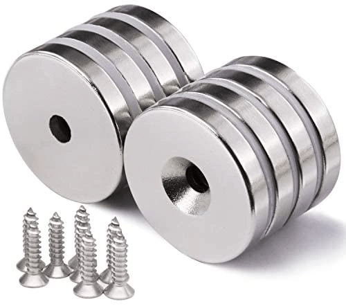 2 Adet 25x10/5x5,5 mm Neodyum Mıknatıs Havşa Delikli Magnet Vida Atılabilir N35 Nikel Paslanmaz