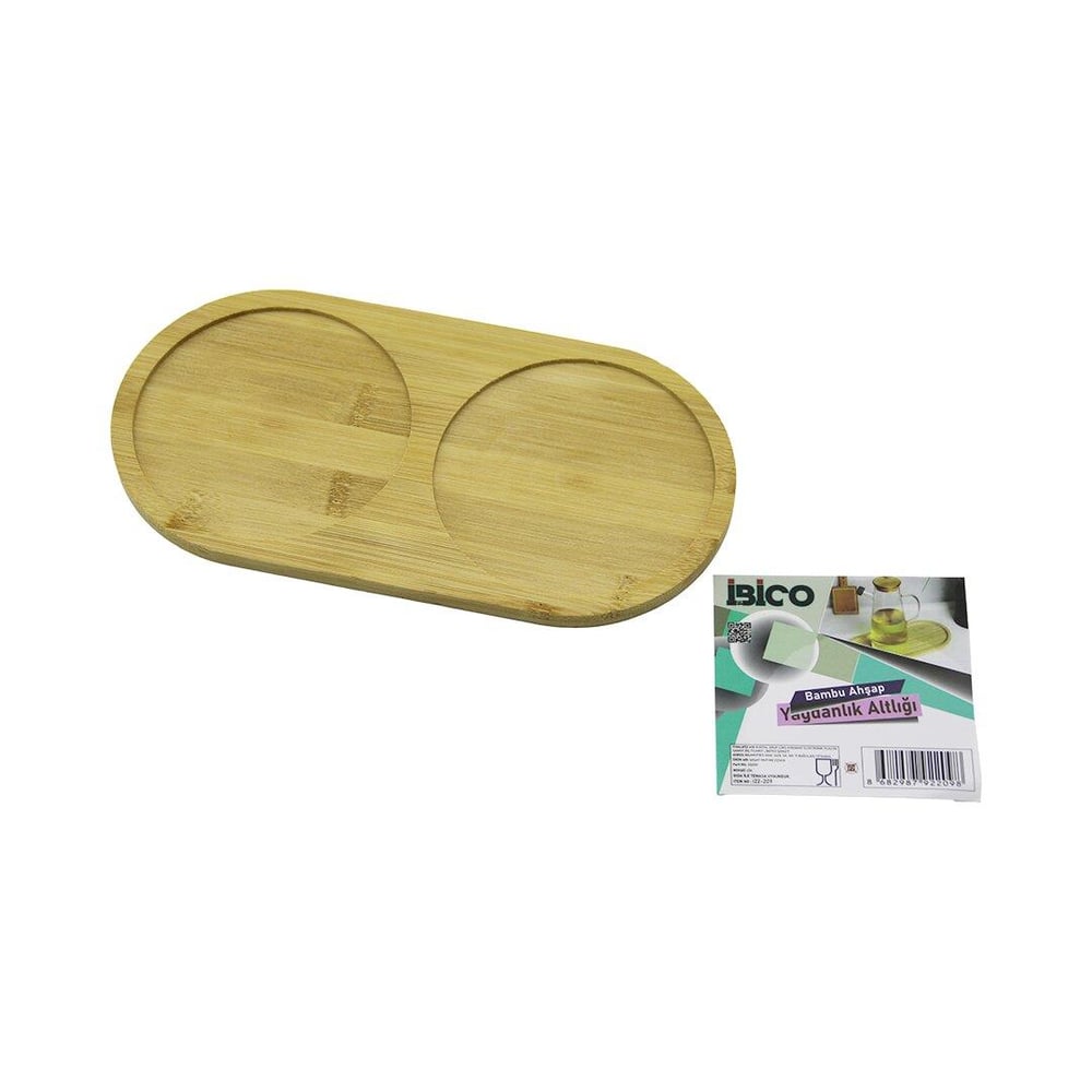 2 BÖLMELİ OVAL AHŞAP BAMBU YAĞDANLIK ALTLIK MİNİ TEPSİ 12 X 23.4 X 0.8CM (3936)