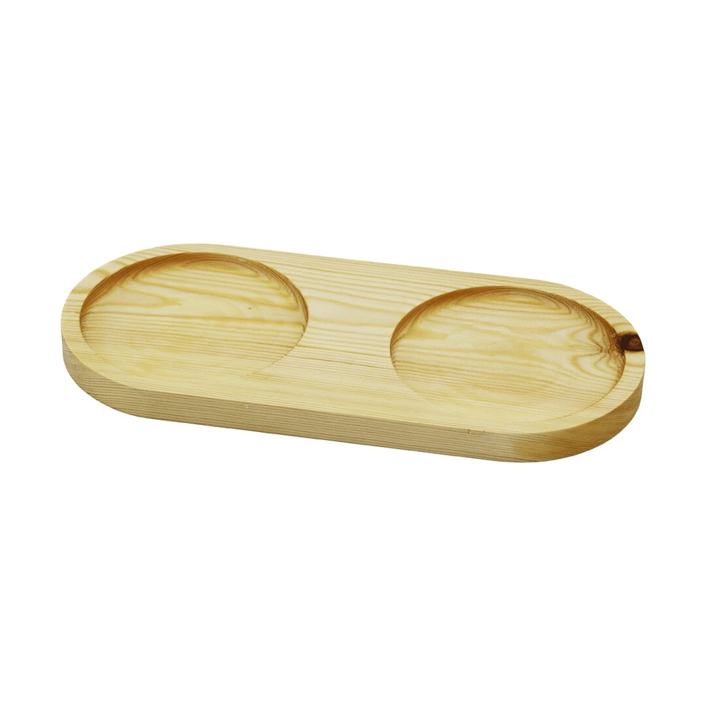 2 Bölmeli - Oval   Açık Renk=sade  Ahşap Yağdanlık Altlık  27x12.5cm Bx40