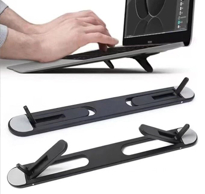 2 Kademeli Katlanabilir ve Yapışkanlı Laptop Standı Siyah