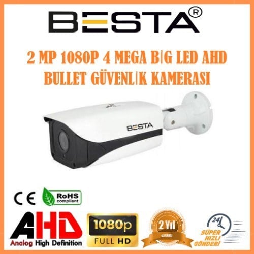 2 MP 1080P Dış Mekan AHD Full HD Gece Görüşlü Güvenlik Kamerası