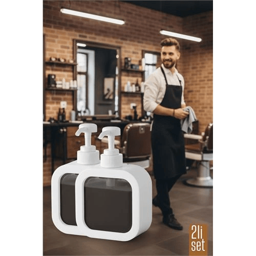 2 li Berber Sabunluğu – Modern Pompalı Dispenser | Sıvı Sabun, Şampuan, Losyon İçin 300 ml 722269