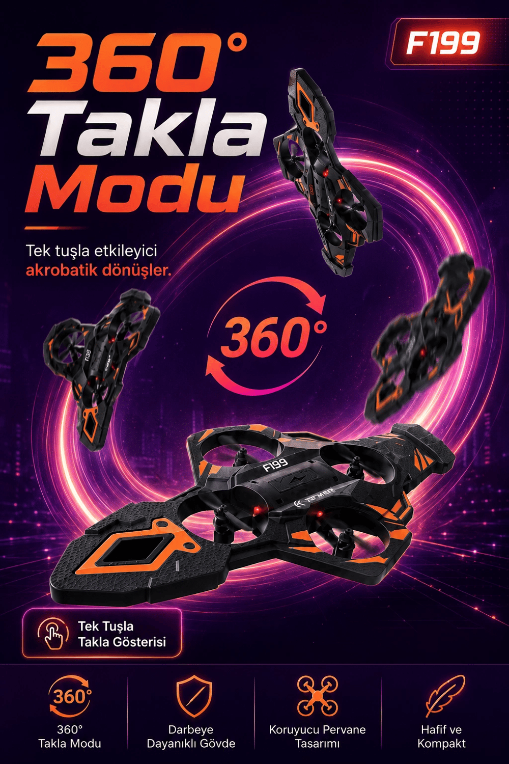 2.4G Uzaktan Kumandalı F199 Model Uçak Drone Hızlı Dönüşlü Çocuk Oyuncağı