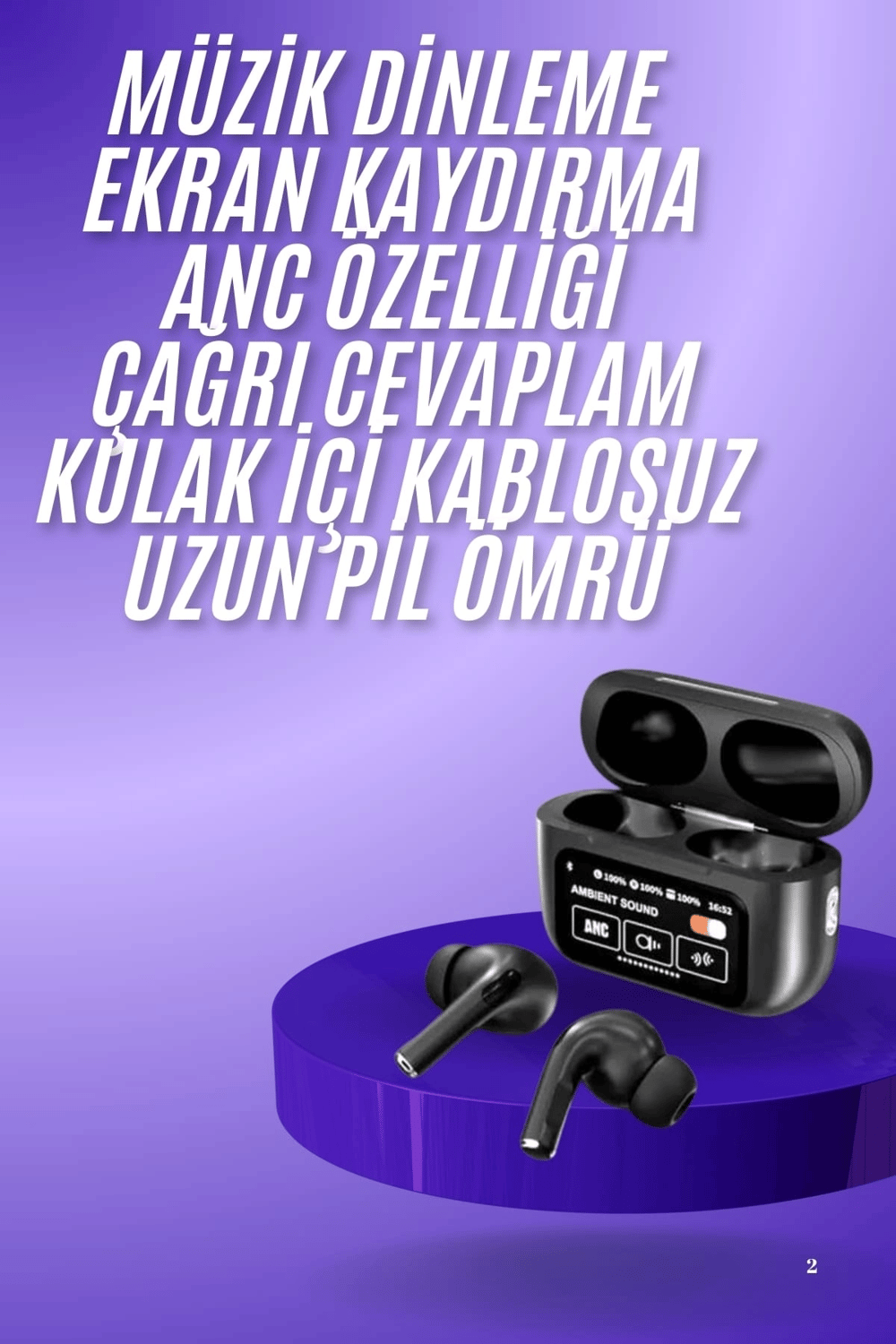 2.Nesil Pro Ekranlı Sesli Görüşme Yapabilen Kablosuz Bluetooth Kulaklık Yeni Nesil