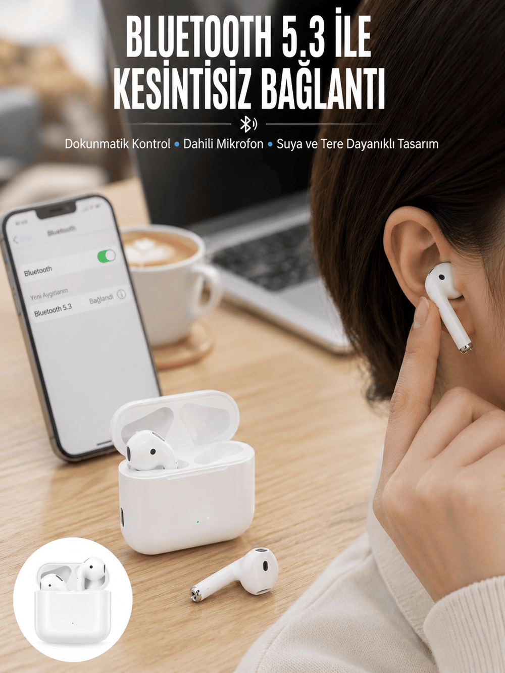 2.Nesil Yeni Model TWS Bluetooth Kulaklık Dokunmatik Kontrol Yüksek Ses Kaliteli Yeni Nesil
