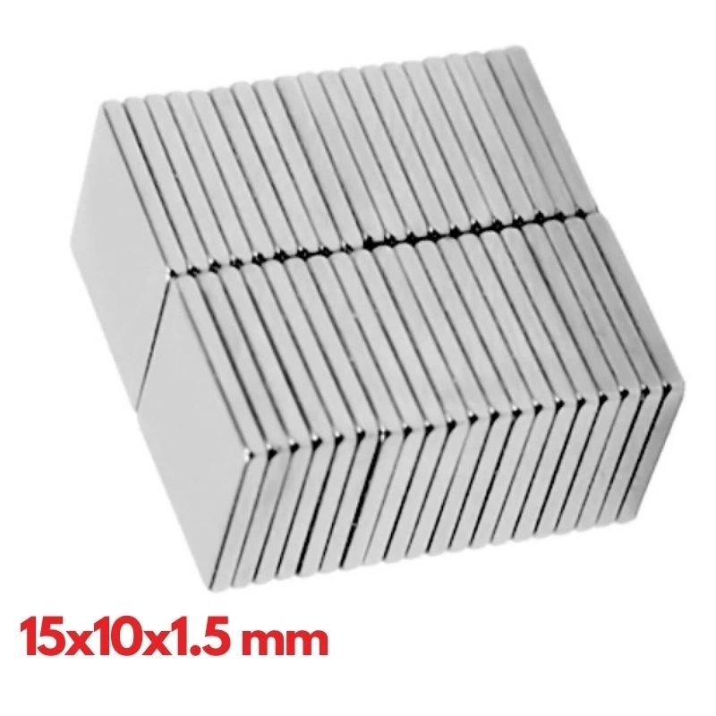 20 Adet 15x10x1.5 mm Köşeli Neodyum Mıknatıs N35 Magnet Dayanıklı Nikel Kaplama