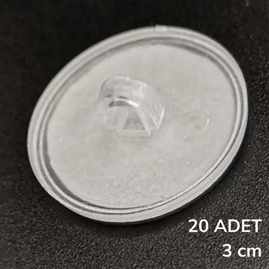 20 Adet Şeffaf Yuvarlak 3 Cm Çaplı Güçlü Disk Yapışkanlar Bx40