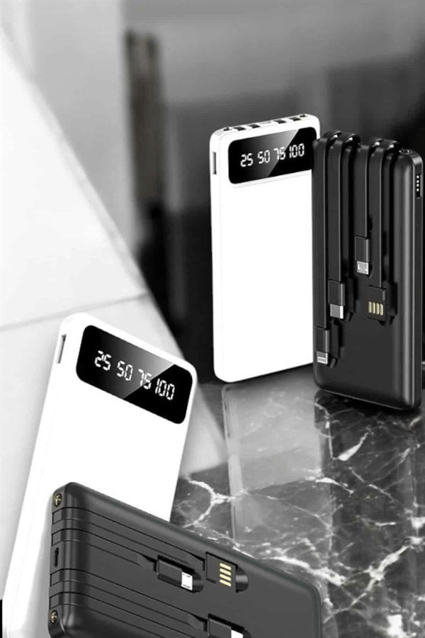 20.000 Mah Led Işıklı LCD Ekran USB Girişli Type-C Lightning Powerbank Yeni Nesil
