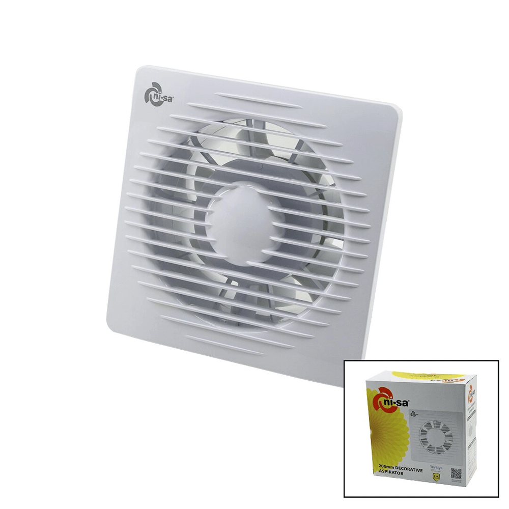 200 8inç Banyo Tuvalet Havalandırma Aspiratörü 40w 200m3/h  Ebt-200 Bx40