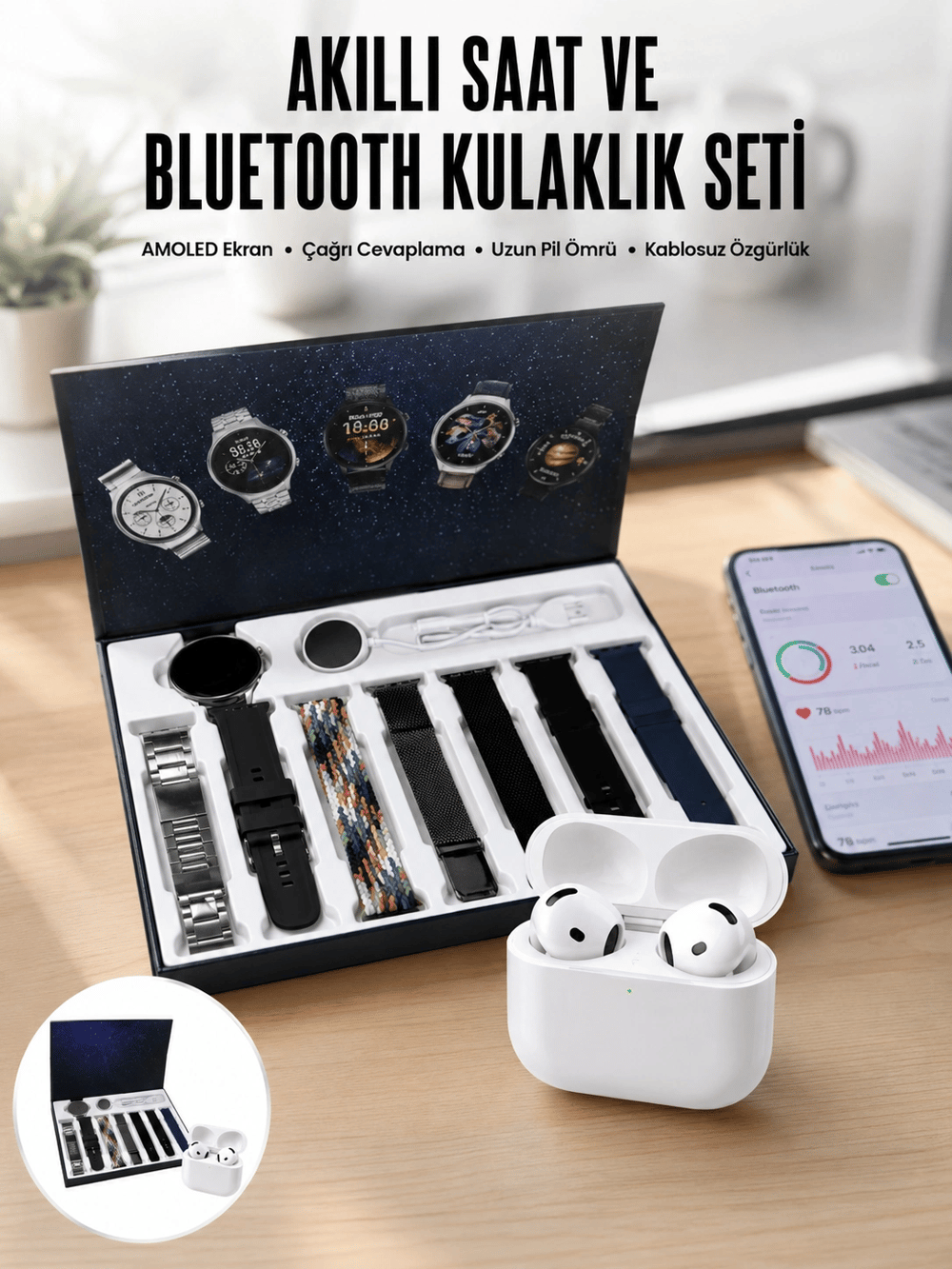 2025 Model Akıllı Saat ve Yeni Nesil Pro Bluetooth Kulaklık ANC Özelliği