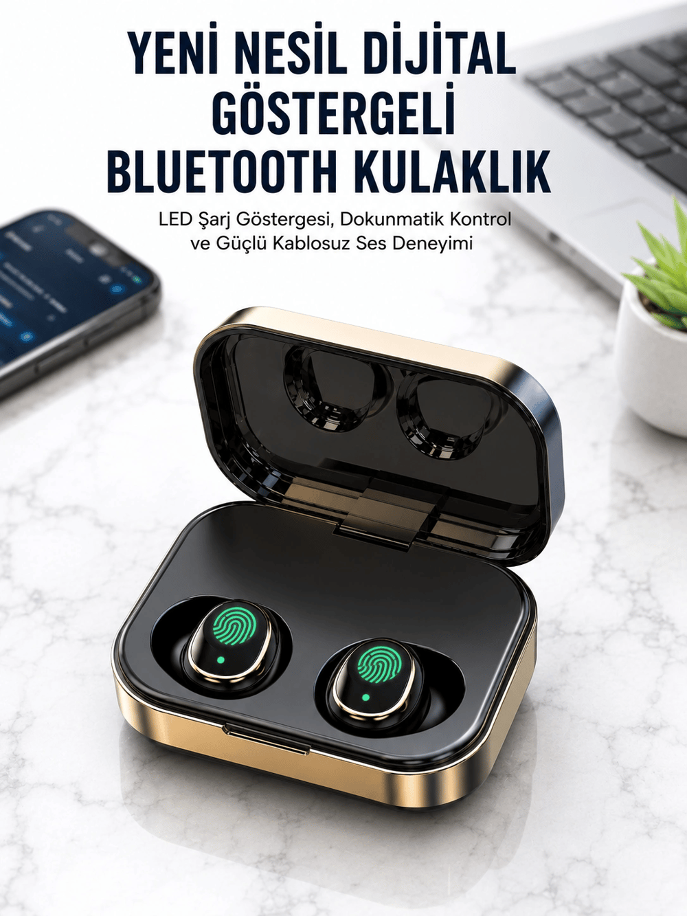 2025 Model Bluetooth Kulaklık Telefon Şarj Edebilen Çağrı Cevaplama Dijital Göstergeli