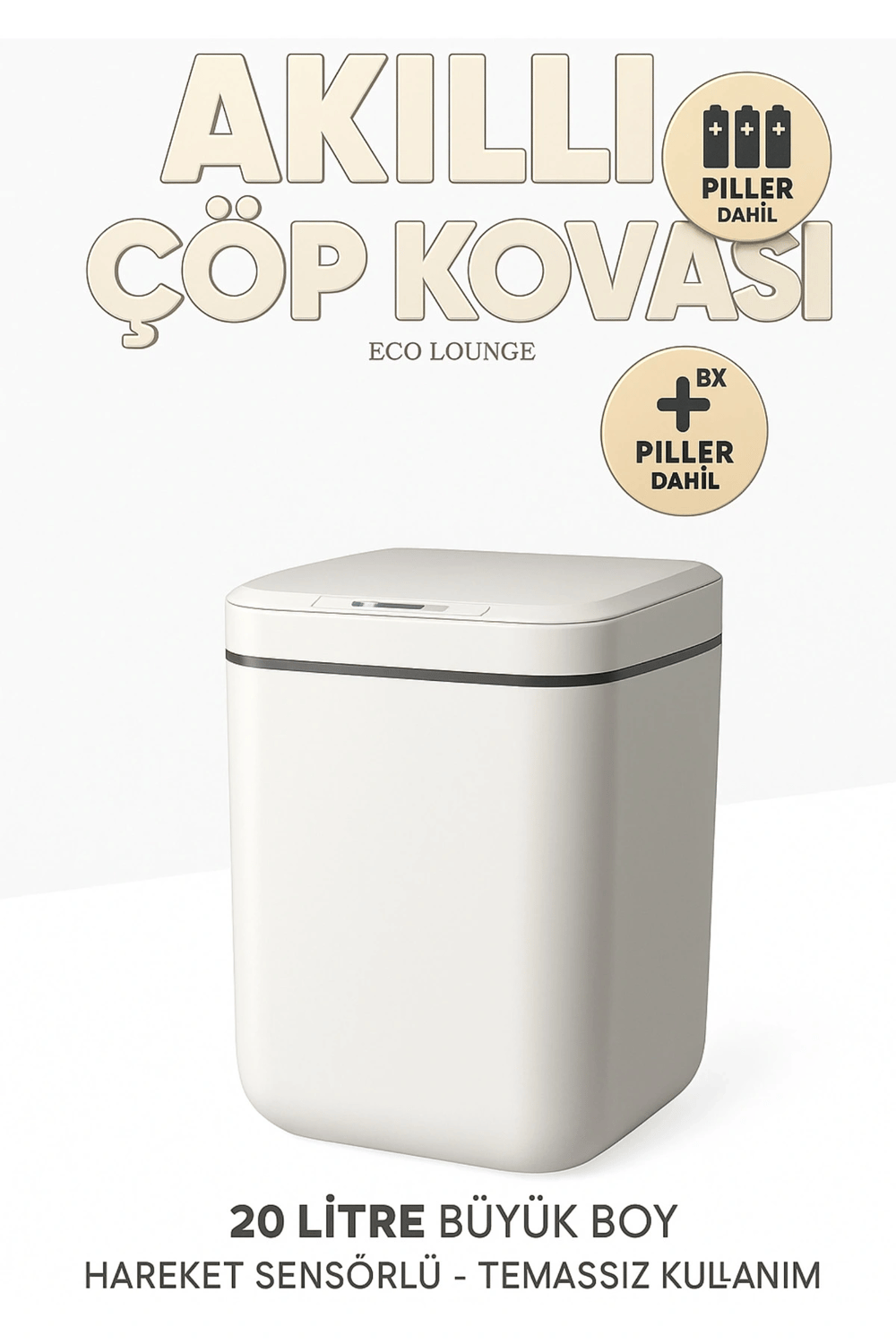 20L Akıllı Sensörlü Çöp Kovası UV Işık Koku Geçirmez Mutfak Banyo Wc Ofis