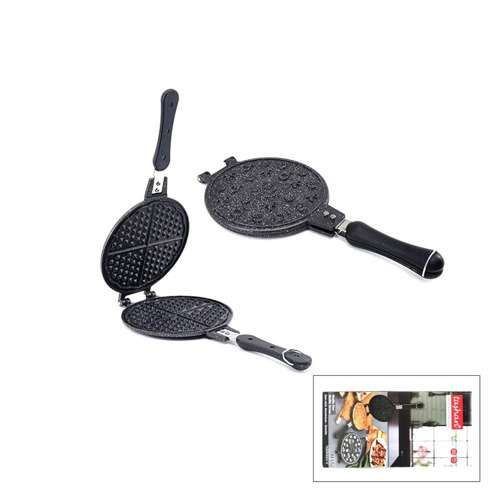 20cm Granit Döküm Waffle Tava Bakalit Sap Bx40