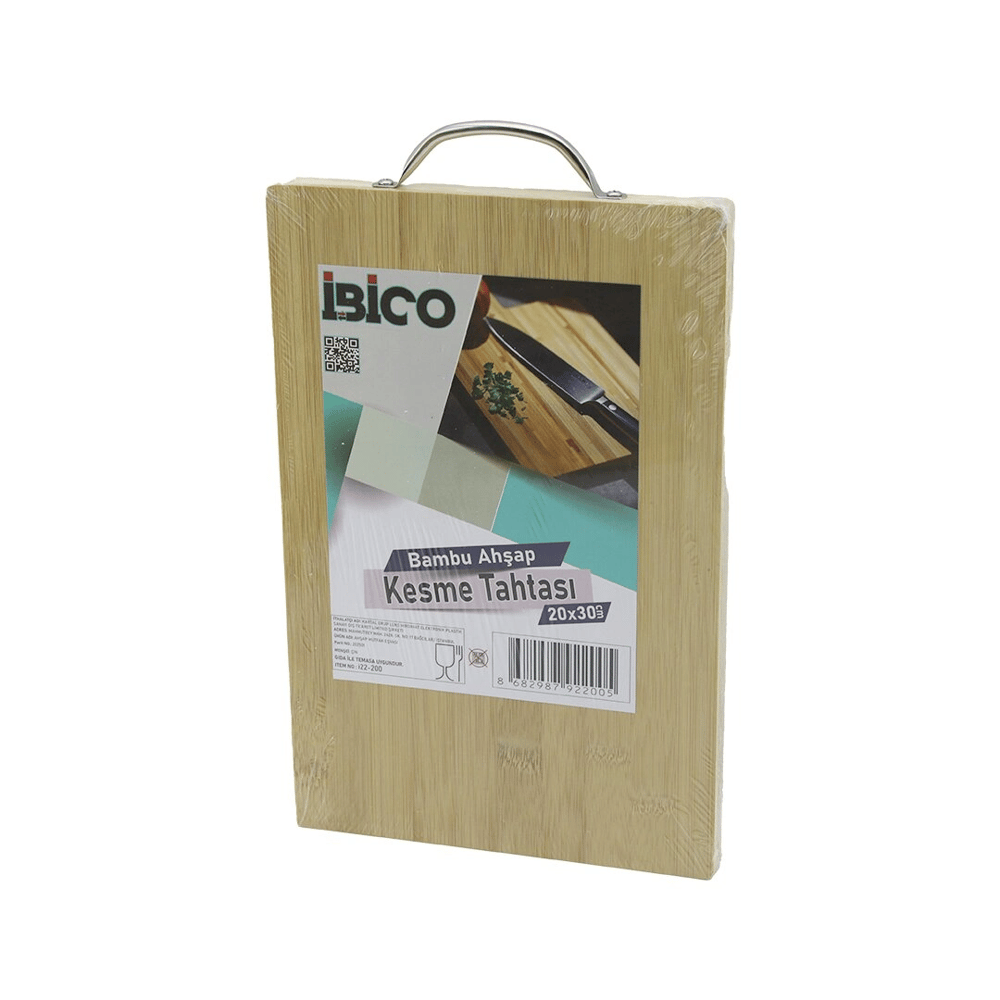 20x30 X 1.7cm Lux Ahşap Bambu Kesim Panosu - Kesme Tahtası Metal Kulplu Bx40