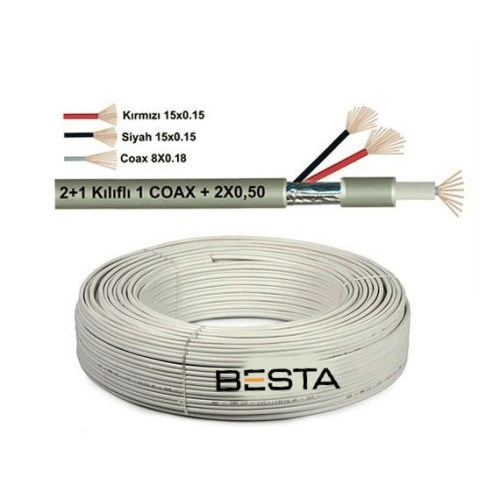 2+1 0,22 30 Metre CCTV Kamera Kablosu KD-1330