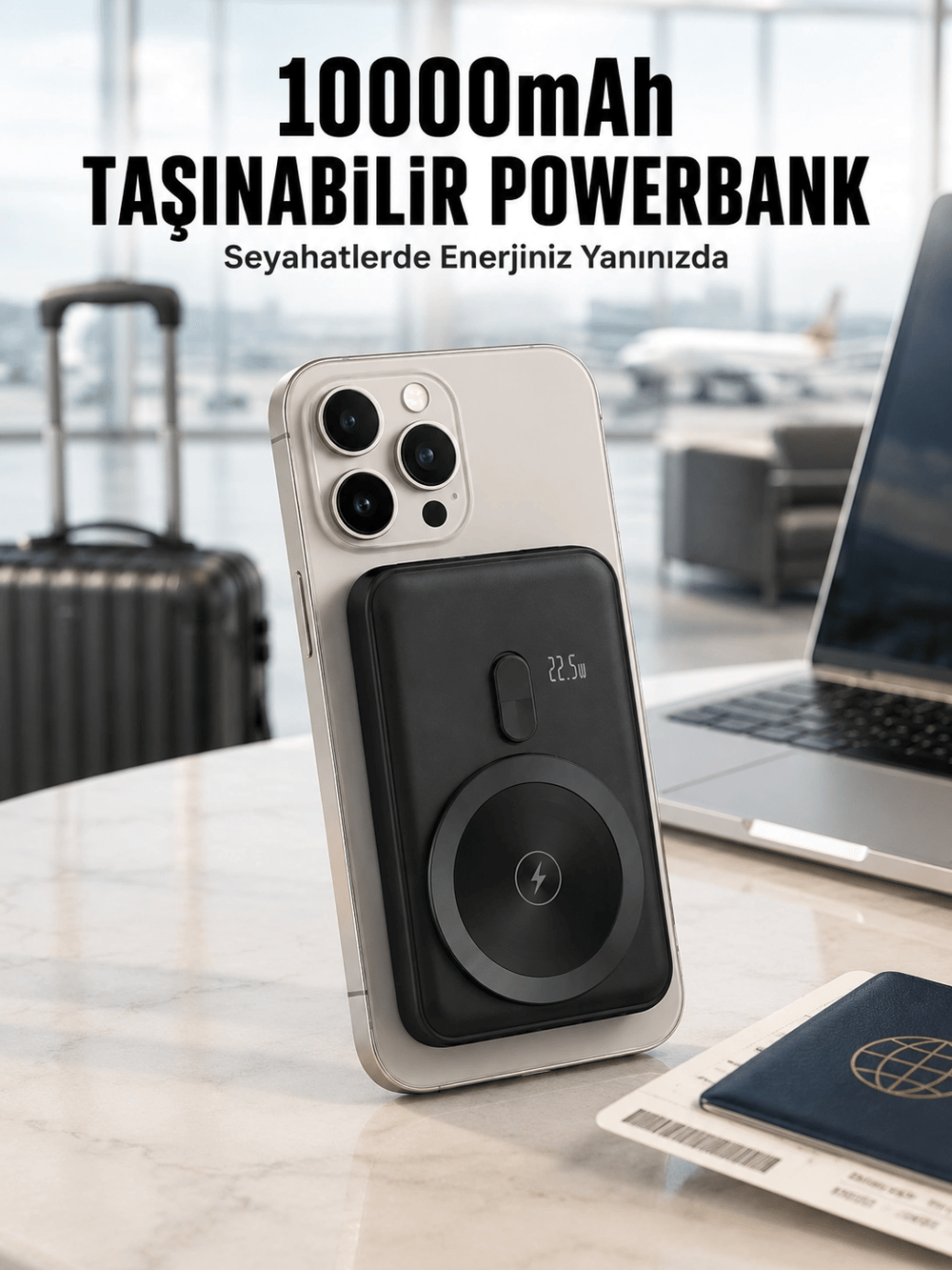 22.5W Hızlı Şarj Destekli Manyetik Powerbank Kompakt Tasarım Yeni Nesil