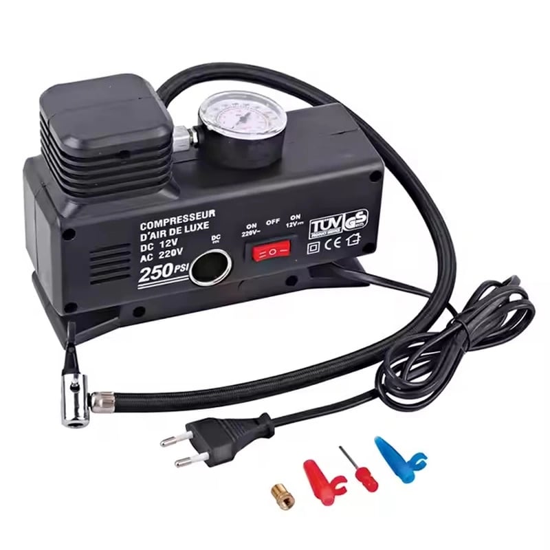 220 Volt-12 Volt 250 Psi Psi Kompresör Lastik Hava Şişirme Oto Pompası Fişli Çakmaklıklı