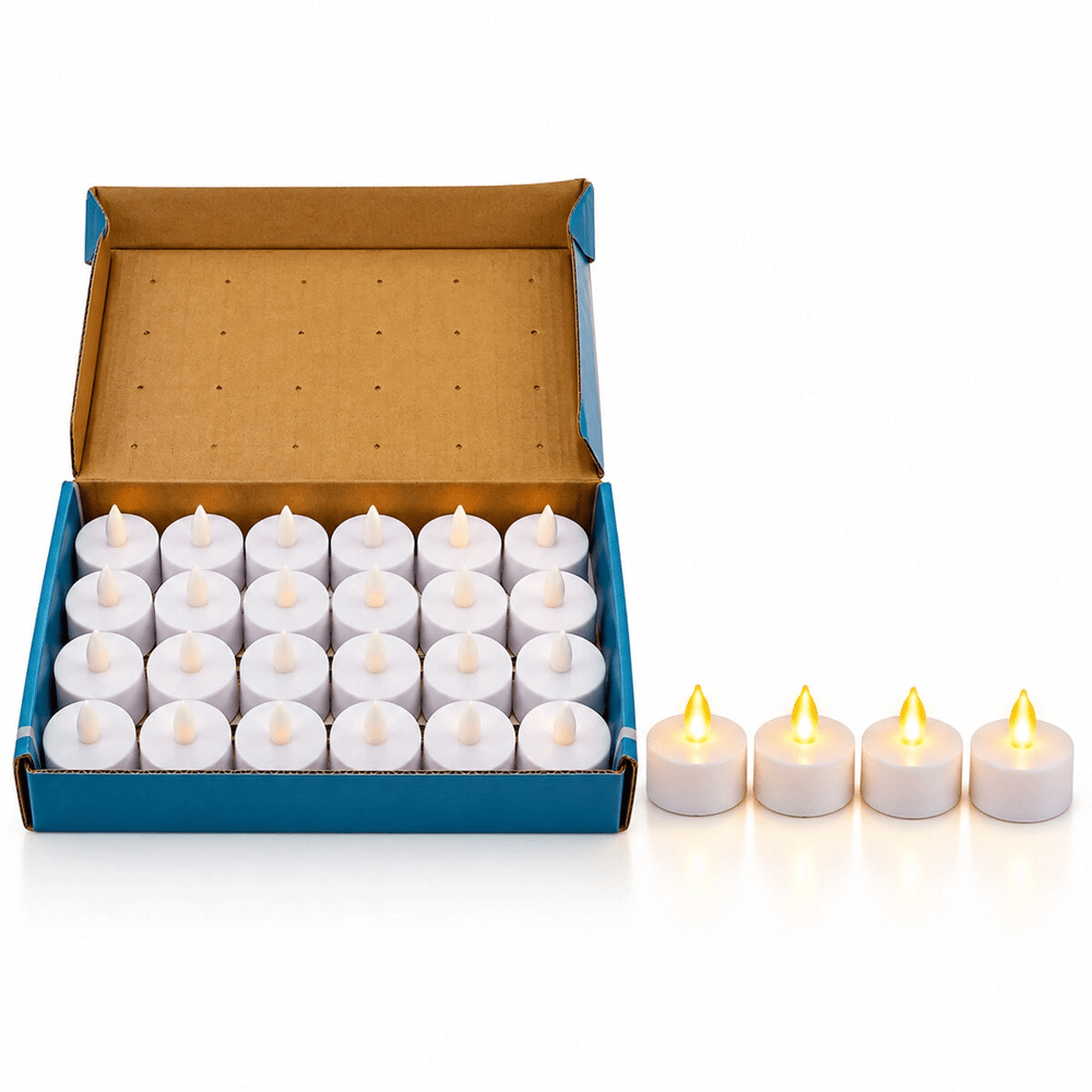 24 Adet Pilli Yuvarlak - Beyaz Renkli Led Mum Çap : 3.7cm Yükseklik : 3.5cm İ10-024 Bx40