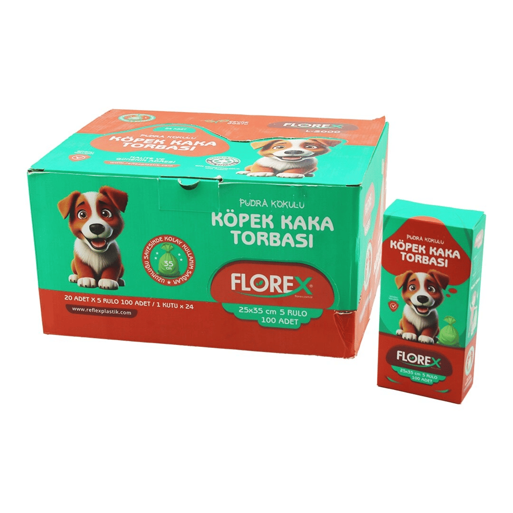 2400 Adet = 1 Koli Köpek - Evcil Hayvan Kaka Torbası Pudra Kokulu - 25x35cm Bx40