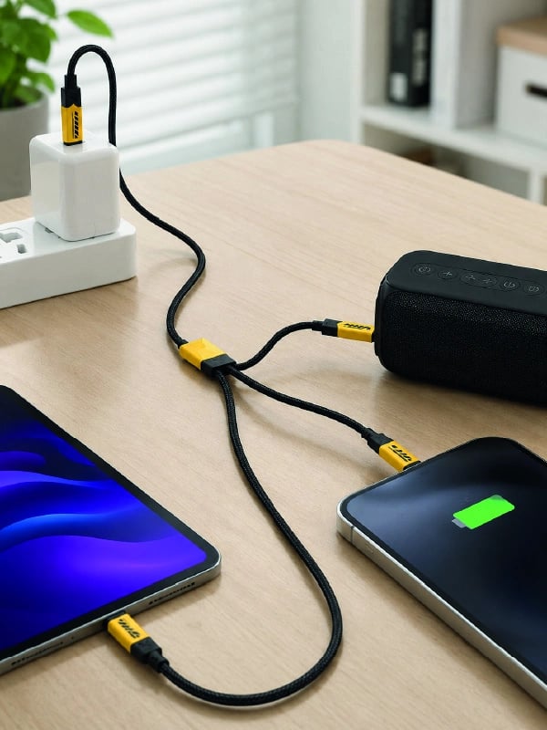 240W 3ü 1 Arada Hızlı Şarj Kablosu USB Type-C Lightning Micro USB