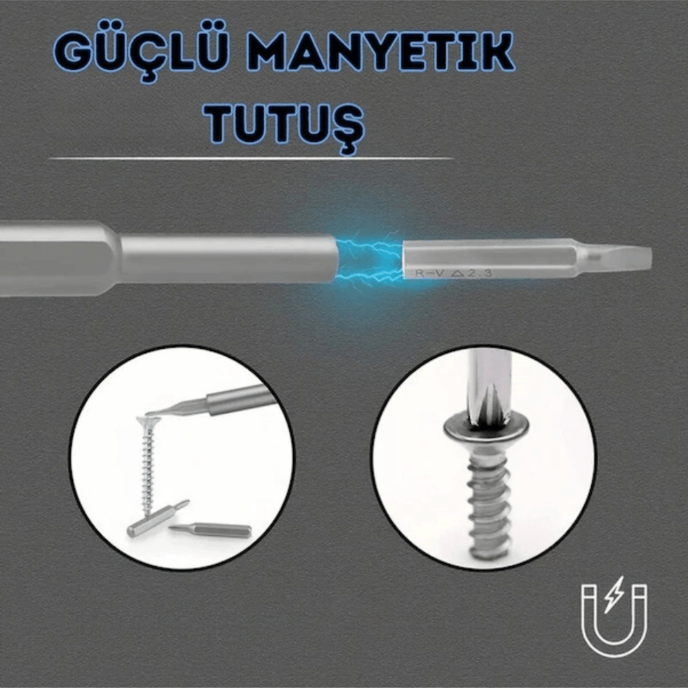 25 Parça 24 Farklı Uçlu Mıknatıslı 25 İn 1  Tornavida Seti Bx40