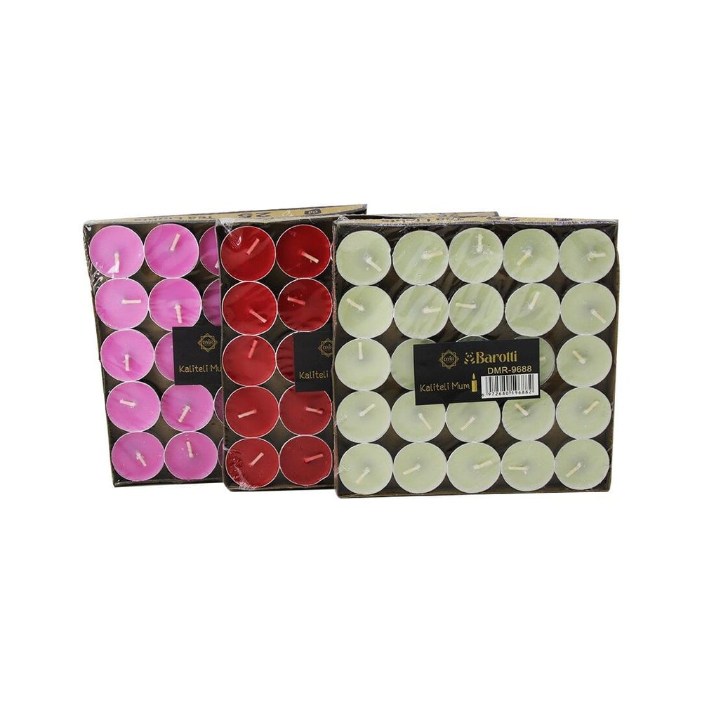 25PCS RENKLİ YUVARLAK TEA LİGHT MUM (3936)