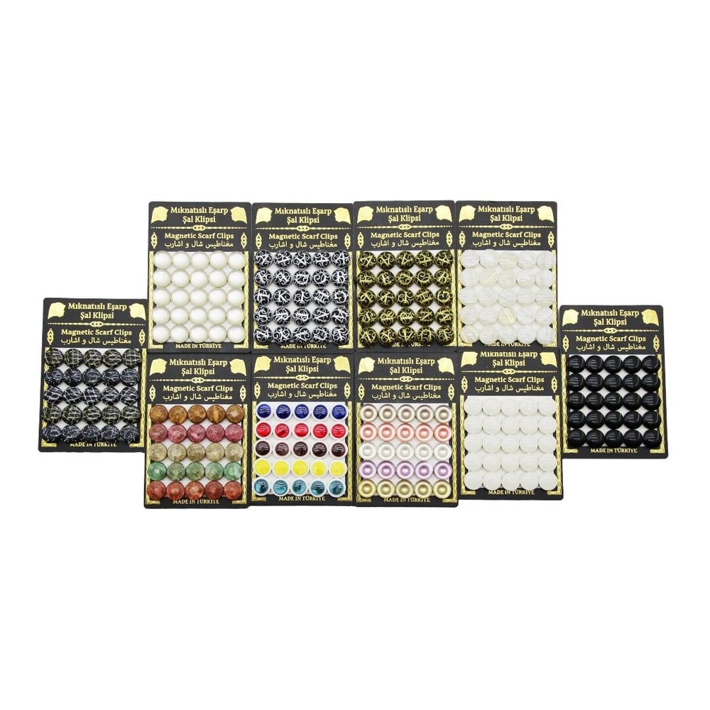 25pcs Takım   Mıknatıslı  Eşarp Şal Klipsi  1 Kart Bx40