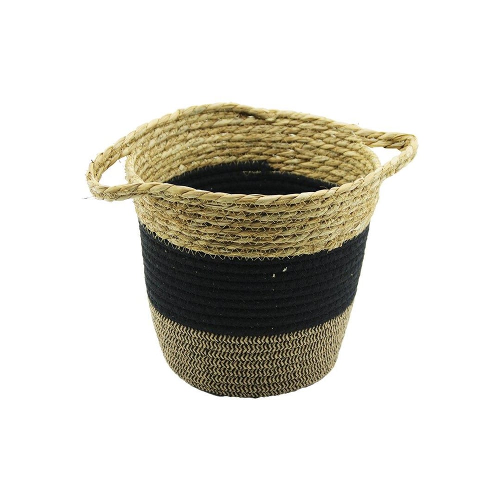 2IN1=İP ÖRGÜLÜ - HASIRÇİFT KULPLU SEPET - ORGANİZER Ç-TABAN:17CM--AĞIZ:24CM - Y: 22CM (3936)