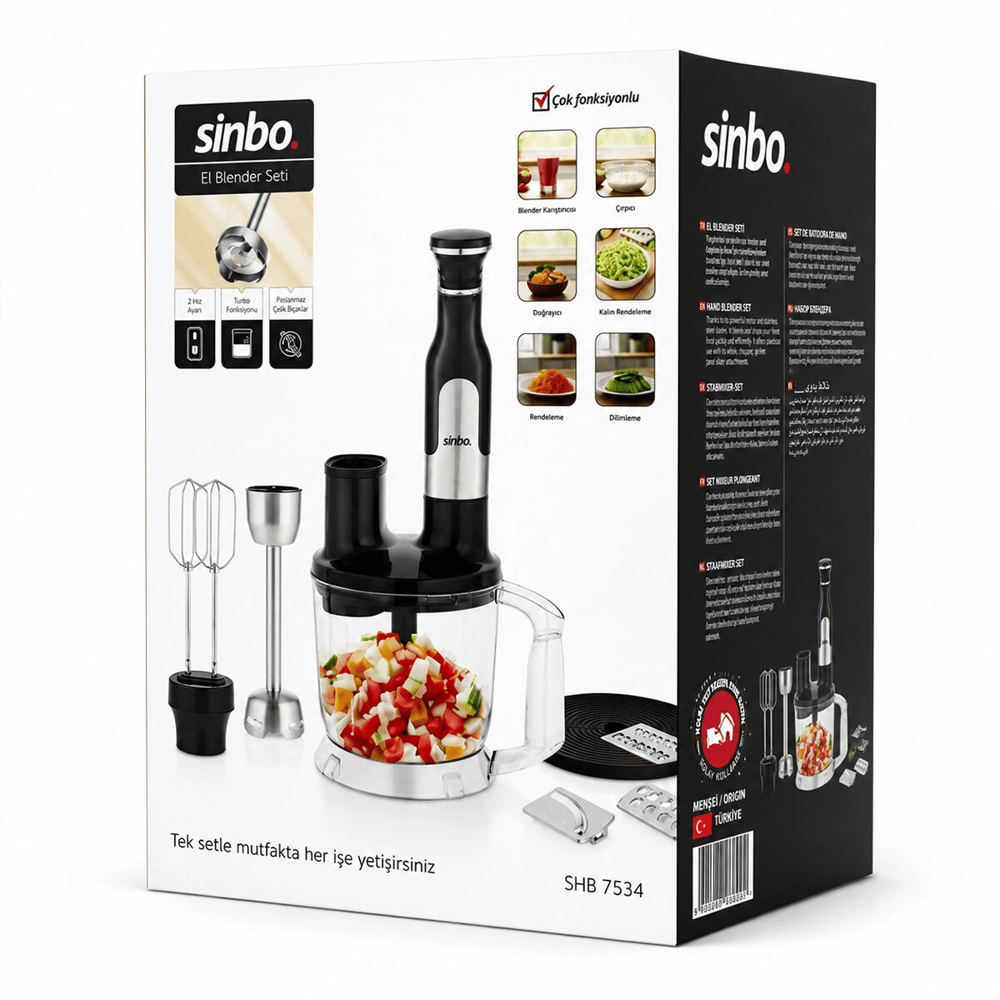 2hız Ayar - Paslanmaz Çelik Bıçak El Multi Blender Seti 2 Lt Hazneli Shb-7534 Bx40