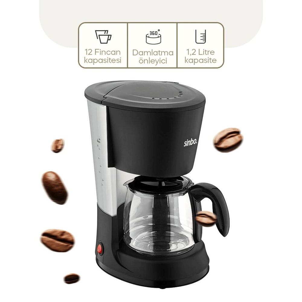 2in1 Filtre Kahve - Çay Demleme Makinesi 1.2lt Cam Hazne - Su Seviye Gösterge  Scm-2938 Bx40